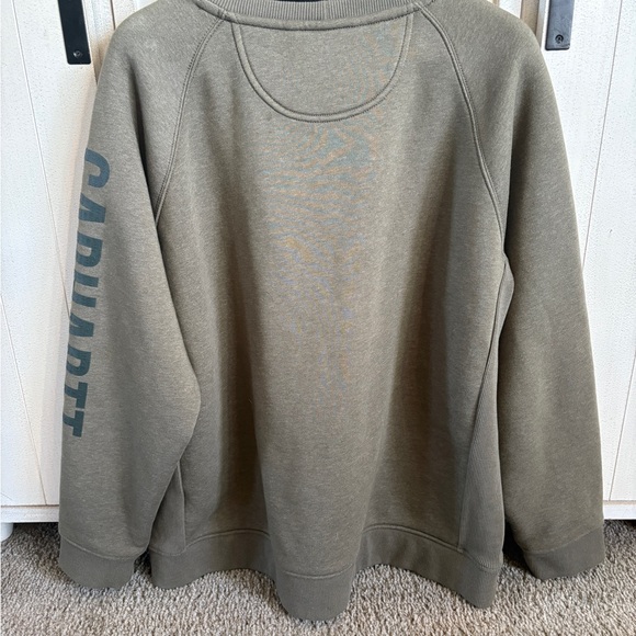 Carhartt Women’s Relax Fit Crewneck Sweater in Olive - Picture 2 of 4